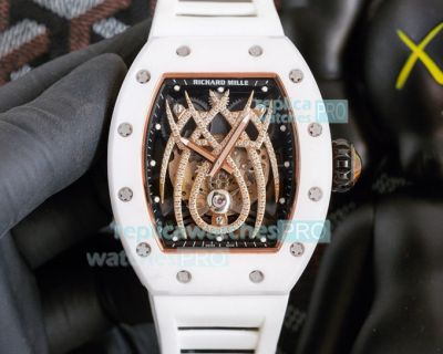 Swiss Quality Richard Mille RM 19-01 Tourbillon Natalie Portman Watch White Ceramic